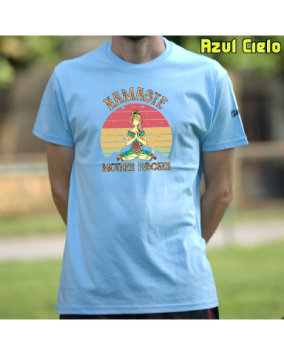 Camiseta Hombre Manga Corta-Namaste AzulCielo
