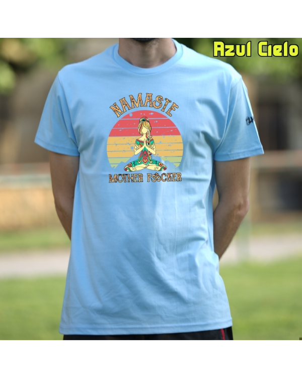 Camiseta Hombre Manga Corta-Namaste AzulCielo
