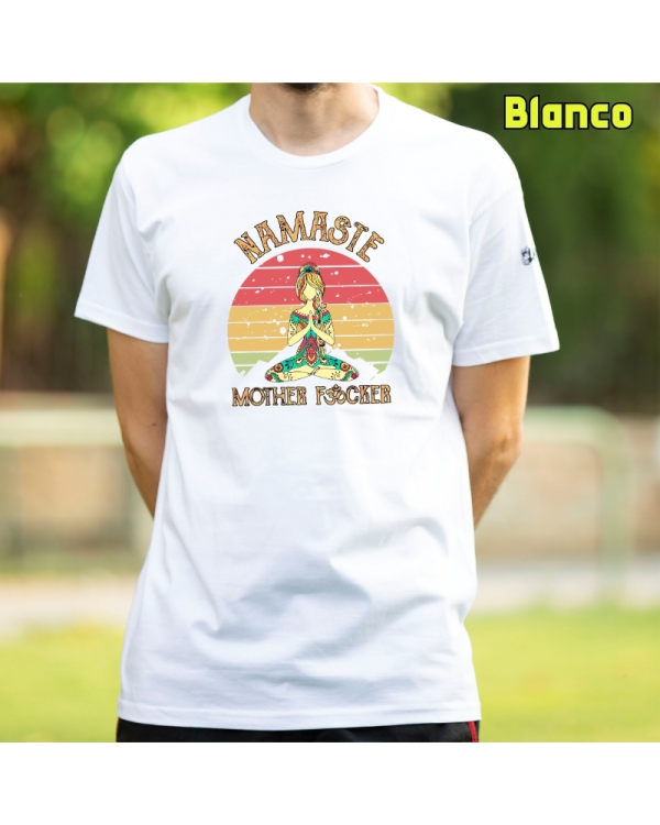 Camiseta Hombre Manga Corta-Namaste Blanco