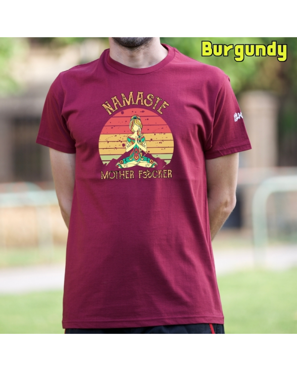 Camiseta Hombre Manga Corta-Namaste Burgundy