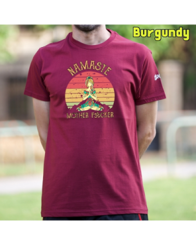 Camiseta Hombre Manga Corta-Namaste Burgundy