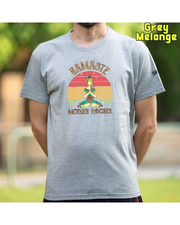 Camiseta Hombre Manga Corta-Namaste GreyMelange