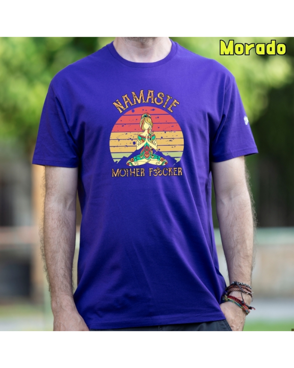 Camiseta Hombre Manga Corta-Namaste Morado