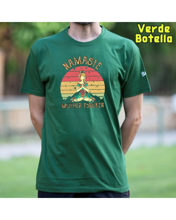 Camiseta Hombre Manga Corta-Namaste VerdeBotella
