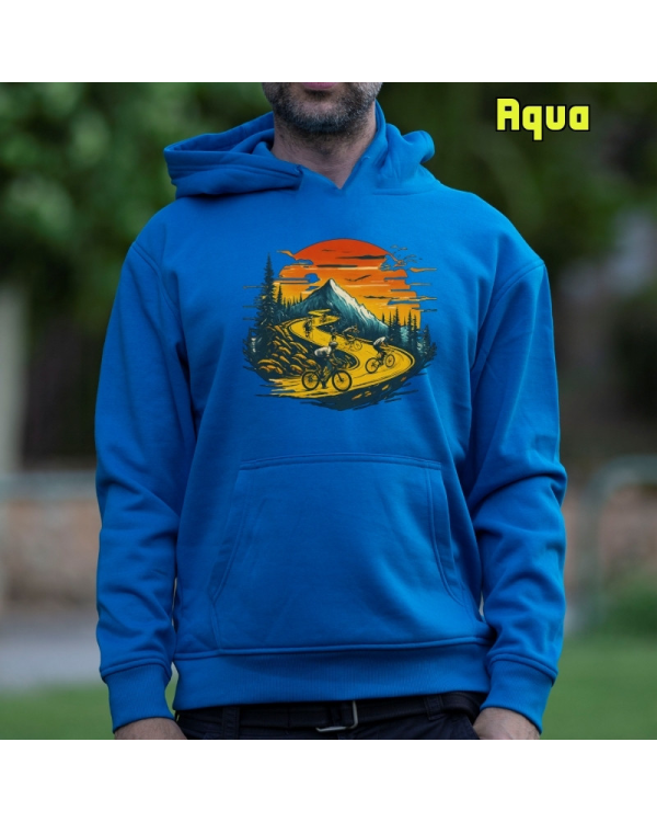 Sudadera hombre con capucha Atardecer Ciclista  La Kamiseta K Buskas