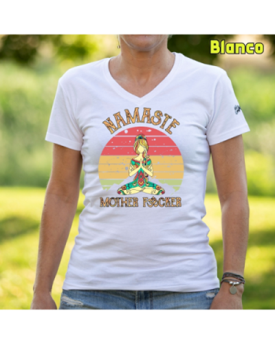 Camiseta Mujer Manga Corta-Namaste Blanco
