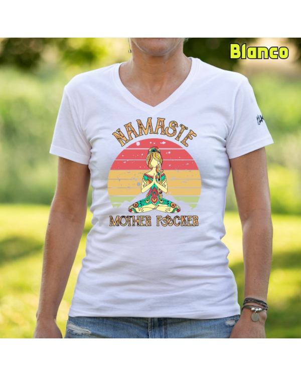Camiseta Mujer Manga Corta-Namaste Blanco