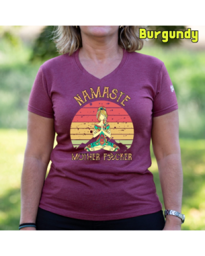 Camiseta Mujer Manga Corta-Namaste Burgundy