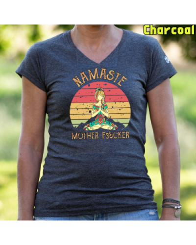 Camiseta Mujer Manga Corta-Namaste Charcoal