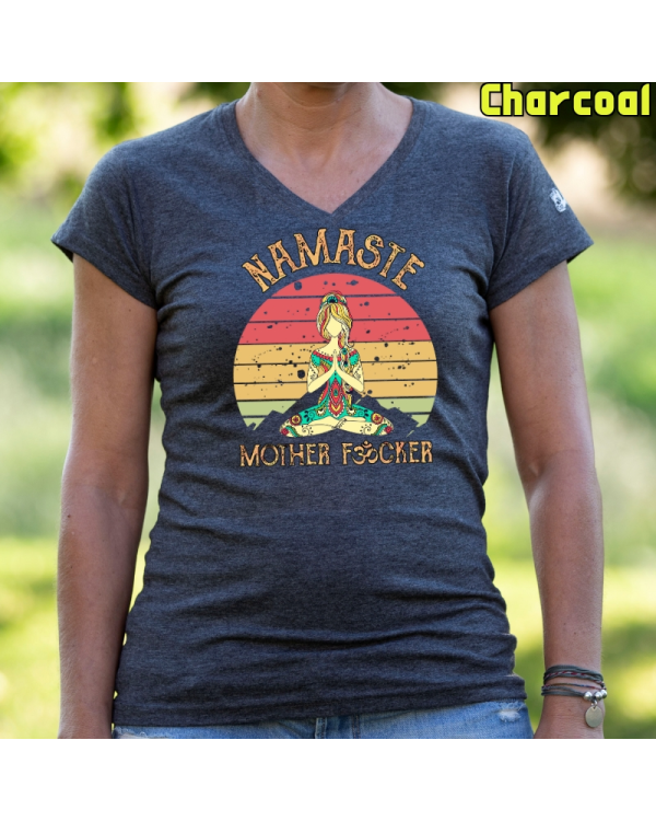 Camiseta Mujer Manga Corta-Namaste Charcoal