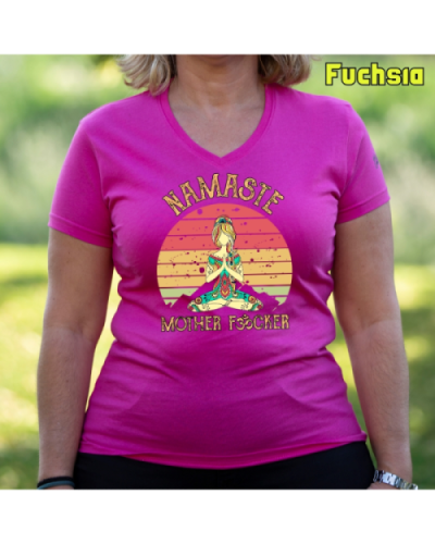 Camiseta Mujer Manga Corta-Namaste Fuchsia