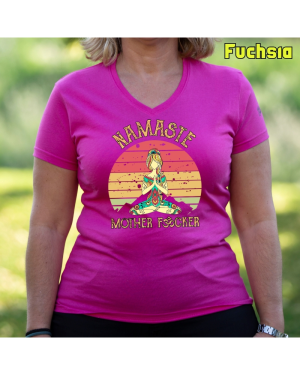 Camiseta Mujer Manga Corta-Namaste Fuchsia