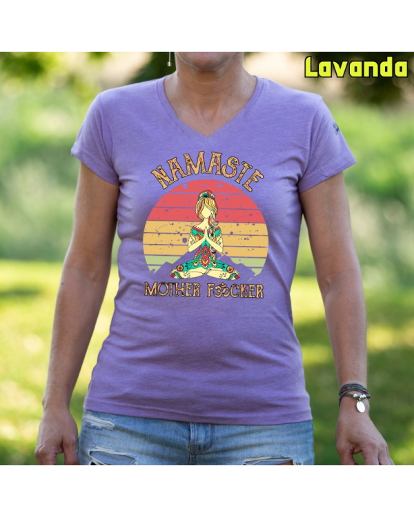 Camiseta Mujer Manga Corta-Namaste Lavanda