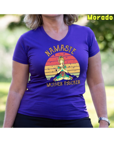 Camiseta Mujer Manga Corta-Namaste Morado