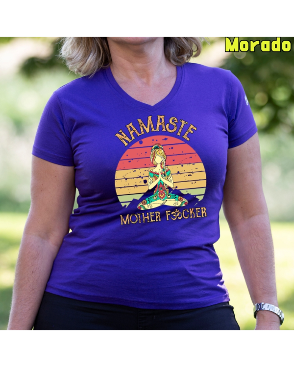Camiseta Mujer Manga Corta-Namaste Morado