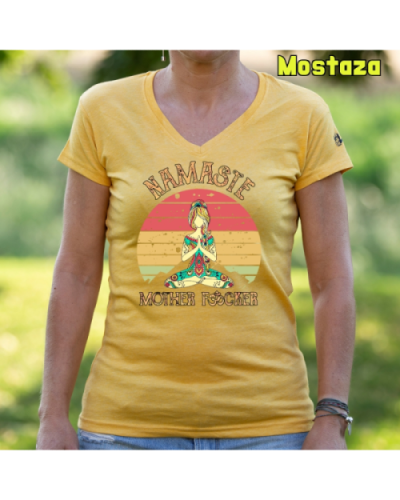 Camiseta Mujer Manga Corta-Namaste Mostaza