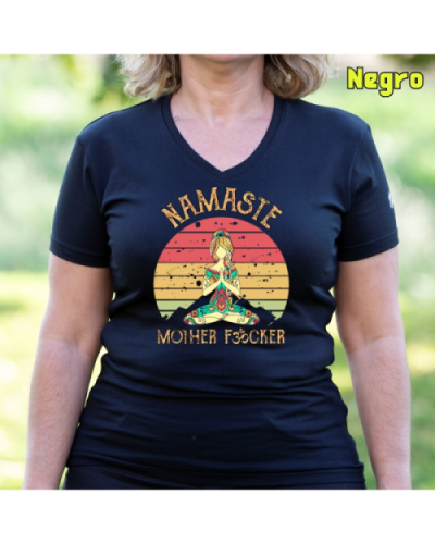 Camiseta Mujer Manga Corta-Namaste Negro