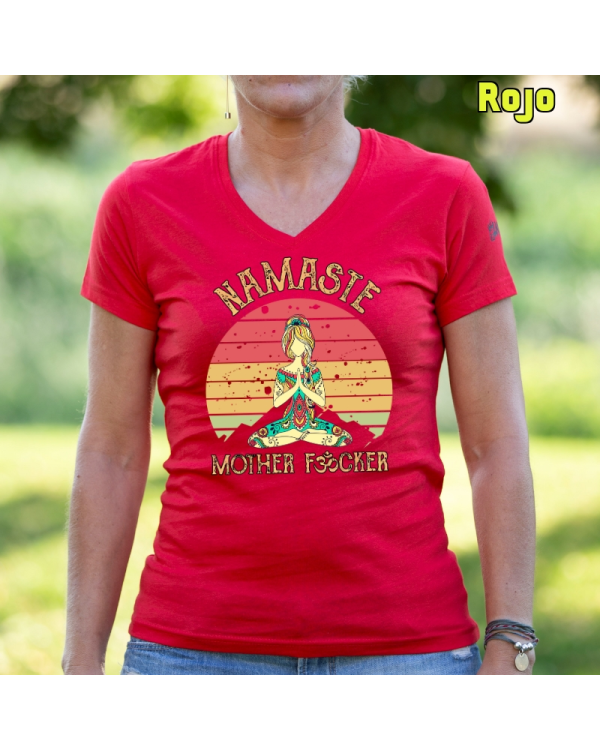 Camiseta Mujer Manga Corta-Namaste Rojo