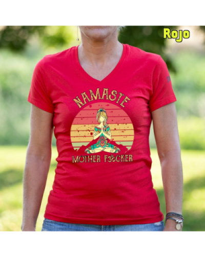 Camiseta Mujer Manga Corta-Namaste Rojo