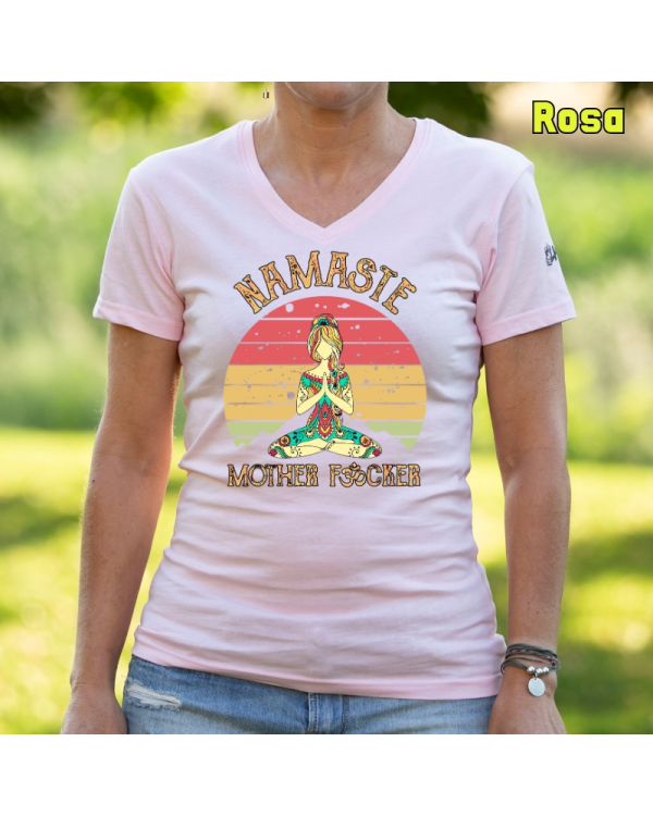 Camiseta Mujer Manga Corta-Namaste Rosa