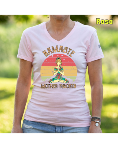 Camiseta Mujer Manga Corta-Namaste Rosa
