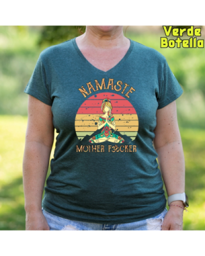 Camiseta Mujer Manga Corta-Namaste VerdeBotella