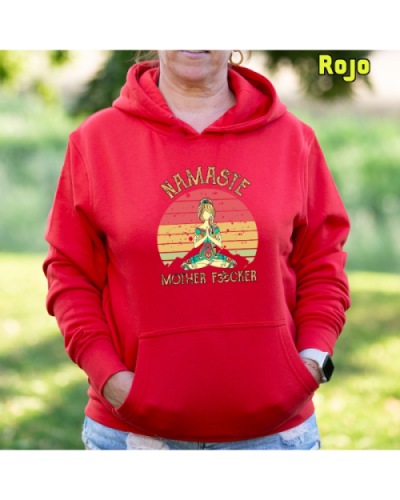 Sudadera Mujer Capucha-Namaste Rojo