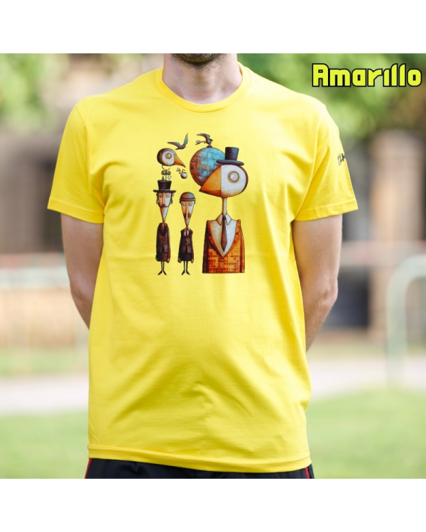 Camiseta Hombre Manga Corta-Pajaritos Amarillo