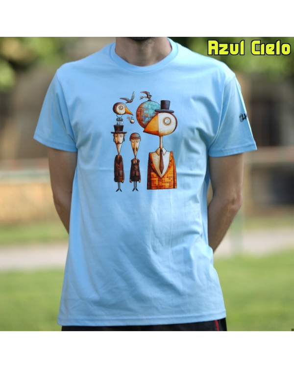 Camiseta Hombre Manga Corta-Pajaritos AzulCielo