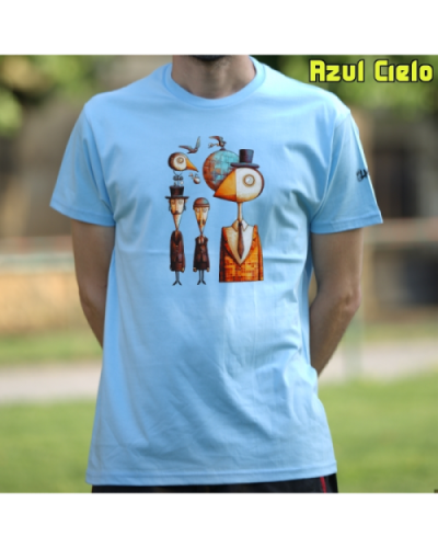 Camiseta Hombre Manga Corta-Pajaritos AzulCielo