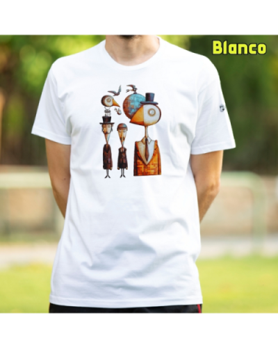 Camiseta Hombre Manga Corta-Pajaritos Blanco