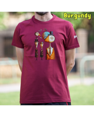 Camiseta Hombre Manga Corta-Pajaritos Burgundy