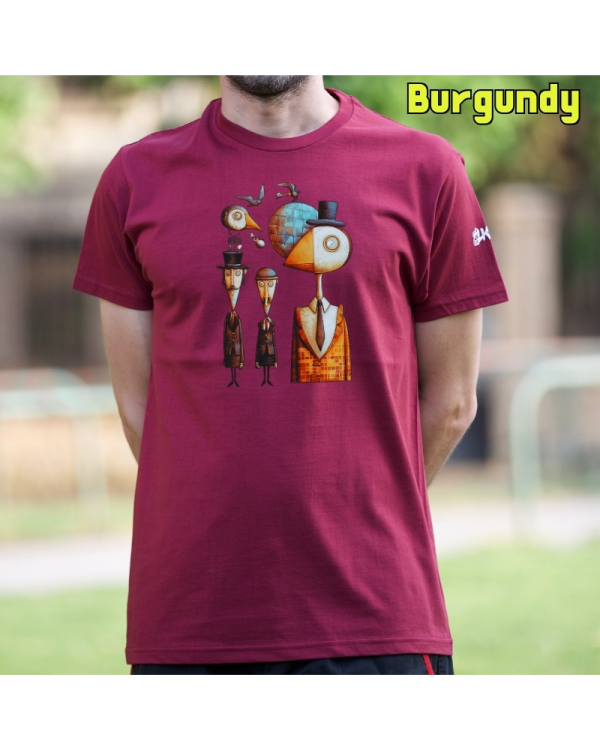 Camiseta Hombre Manga Corta-Pajaritos Burgundy