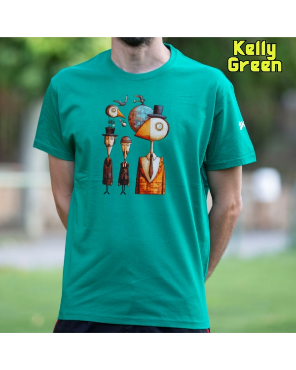 Camiseta Hombre Manga Corta-Pajaritos KellyGreen