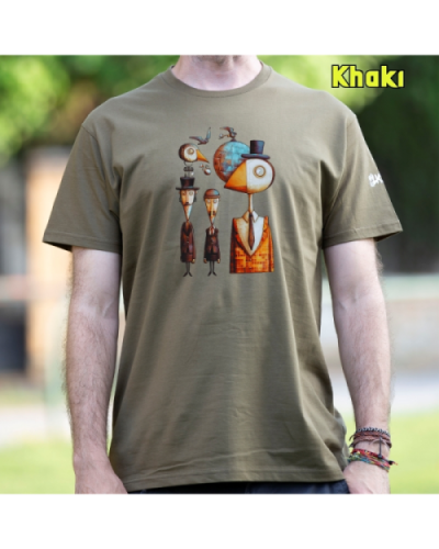 Camiseta Hombre Manga Corta-Pajaritos Khaki