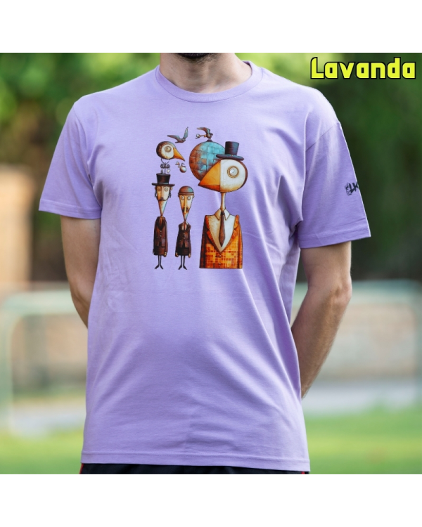 Camiseta Hombre Manga Corta-Pajaritos Lavanda