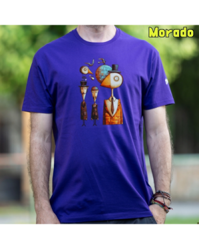 Camiseta Hombre Manga Corta-Pajaritos Morado