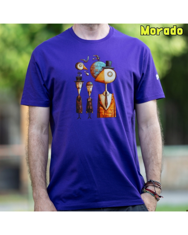 Camiseta Hombre Manga Corta-Pajaritos Morado