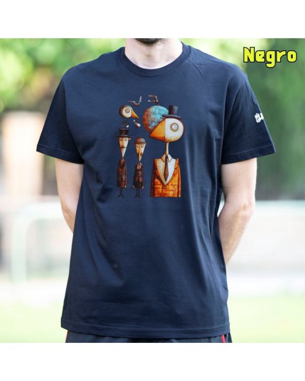 Camiseta Hombre Manga Corta-Pajaritos Negro