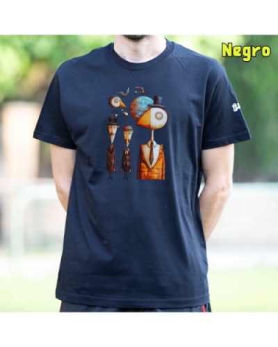 Camiseta Hombre Manga Corta-Pajaritos Negro
