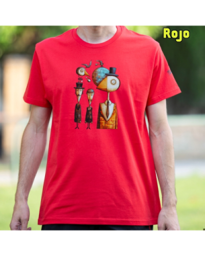 Camiseta Hombre Manga Corta-Pajaritos Rojo