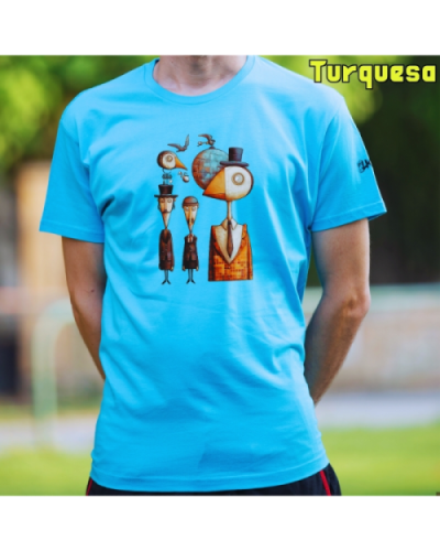 Camiseta Hombre Manga Corta-Pajaritos Turquesa