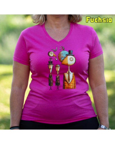 Camiseta Mujer Manga Corta-Pajaritos Fuchsia