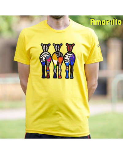 Camiseta Hombre Manga Corta - THREE COLORFUL ZEBRAS