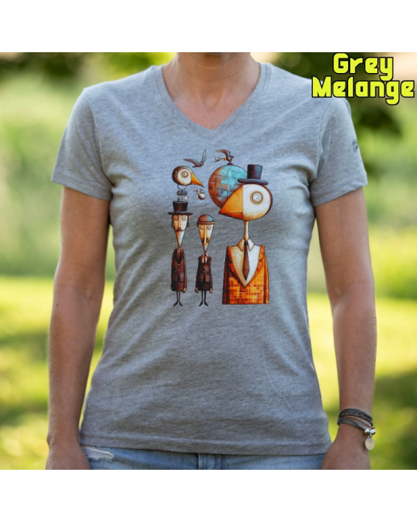 Camiseta Mujer Manga Corta-Pajaritos GreyMelange