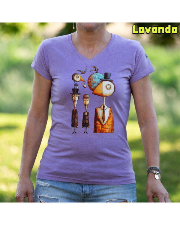 Camiseta Mujer Manga Corta-Pajaritos Lavanda