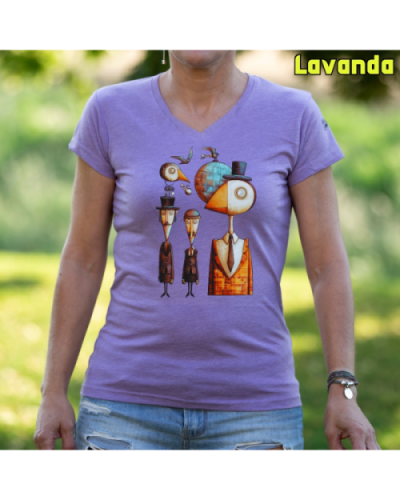 Camiseta Mujer Manga Corta-Pajaritos Lavanda