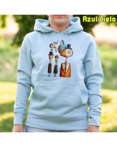 Sudadera Mujer Capucha-Pajaritos AzulCielo