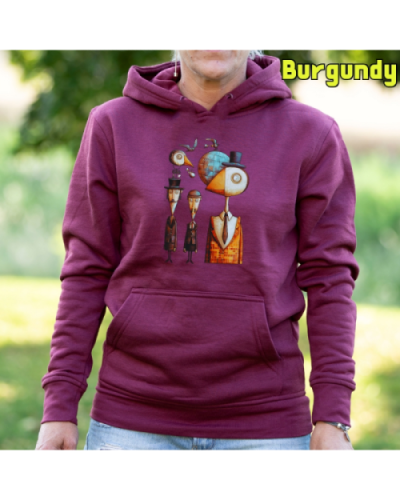 Sudadera Mujer Capucha-Pajaritos Burgundy