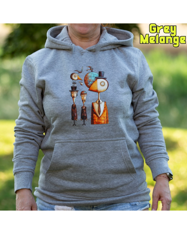Sudadera Mujer Capucha-Pajaritos GreyMelange